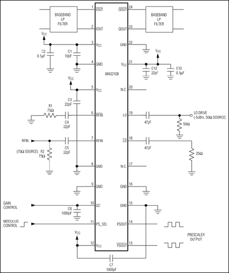 MAX2108：標準動作回路