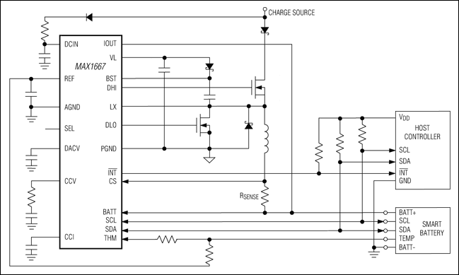 MAX1667：標準動作回路