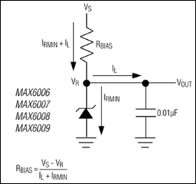 MAX6006、MAX6007、MAX6008、MAX6009：標準動作回路