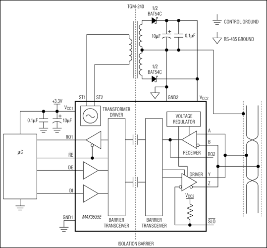 MAX3535E、MXL1535E：標準動作回路