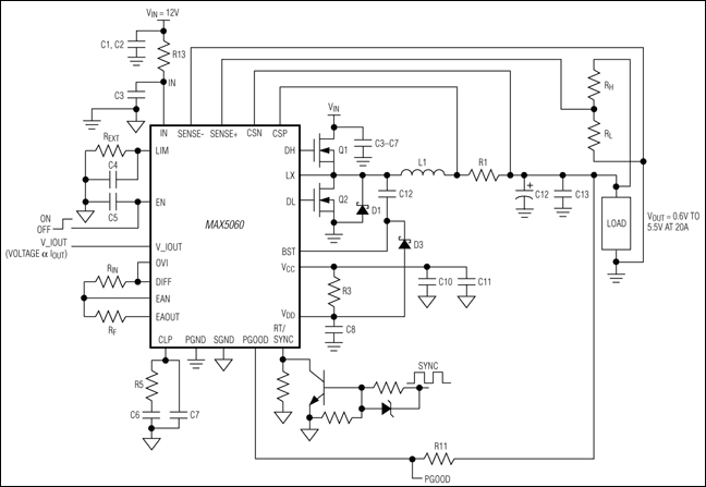 MAX5060、MAX5061：標準動作回路