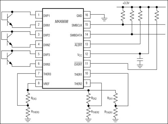 MAX6698：標準アプリケーション回路