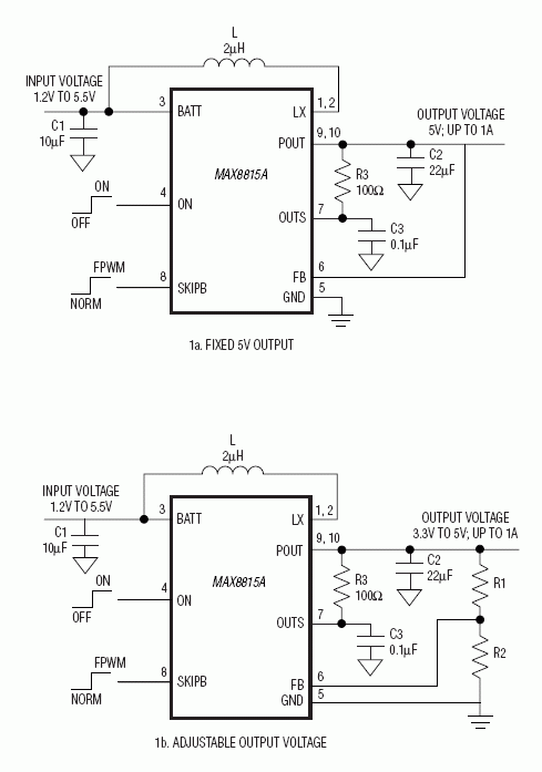 MAX8815：標準アプリケーション回路