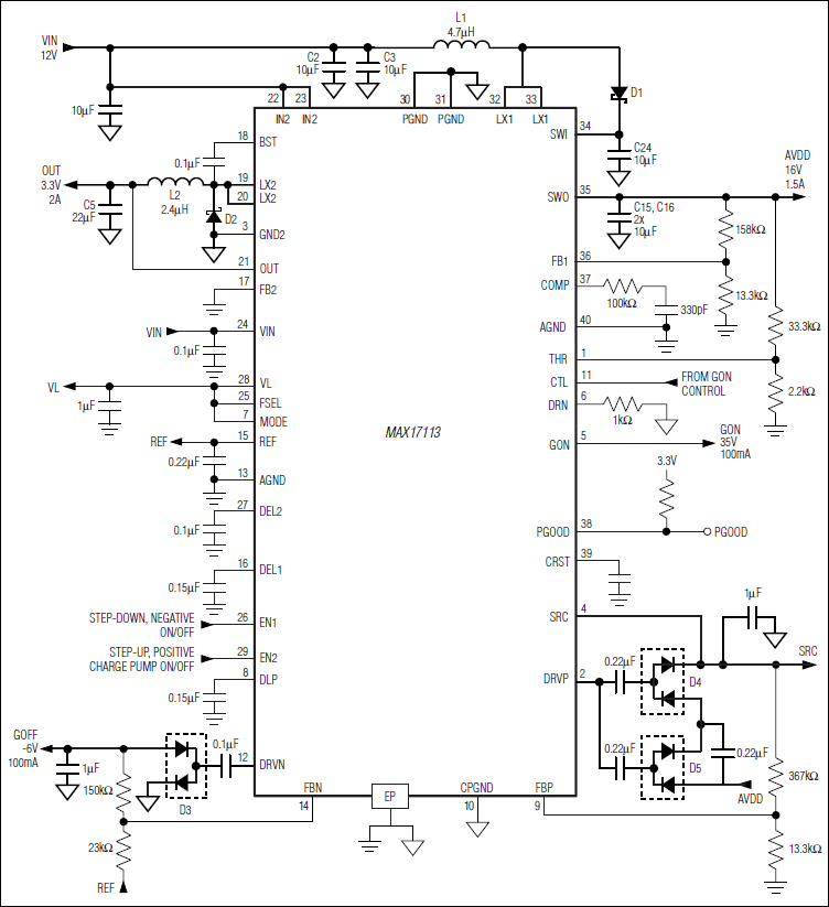 MAX17113：標準動作回路