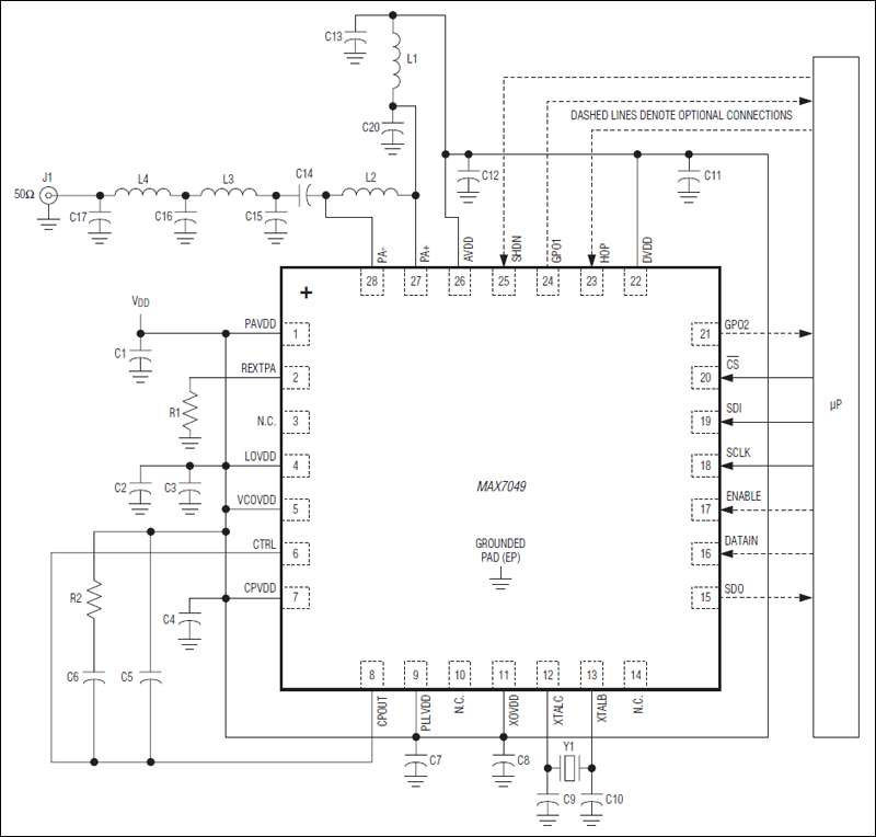 MAX7049：標準動作回路