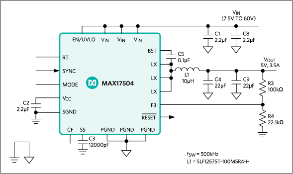 MAX17504：標準アプリケーション回路