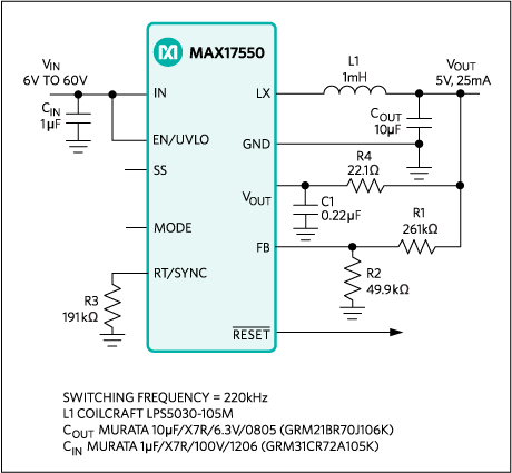 MAX17550：標準アプリケーション回路