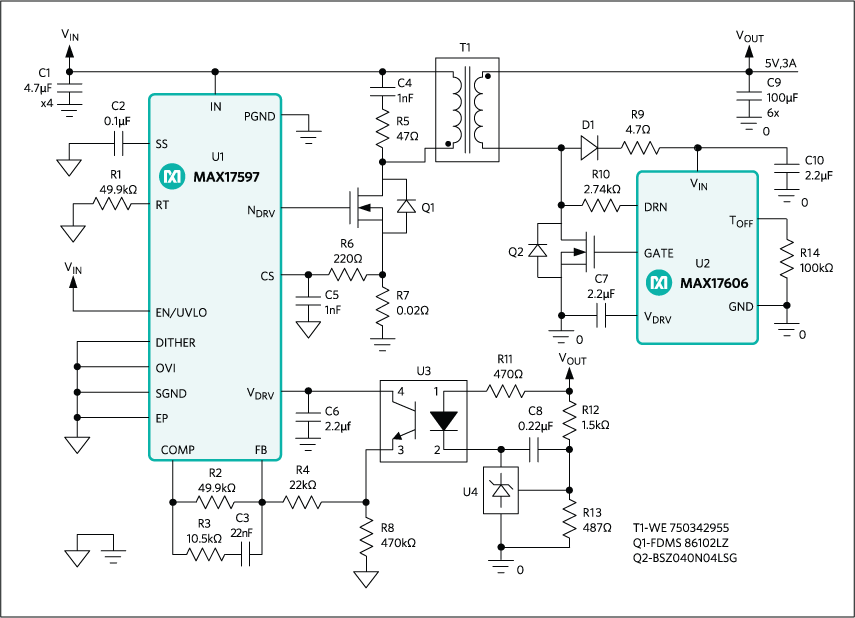 MAX17606：ファンクション(またはブロック)ダイアグラム