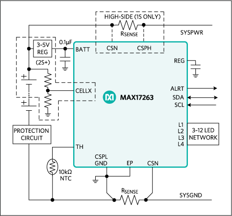 MAX17263：簡略残量ゲージ回路図