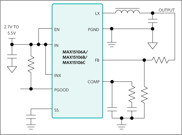 MAX15106A/MAX15106B/MAX15106C Circuit Diagram