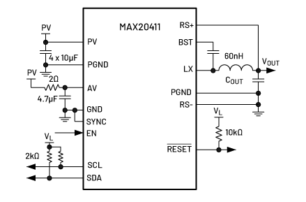 MAX20411 Simplified Block Diagram