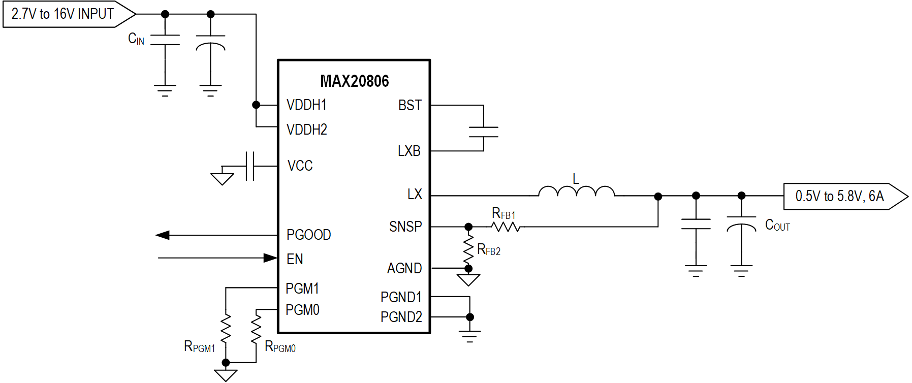 MAX20806 Simplified Block Diagram