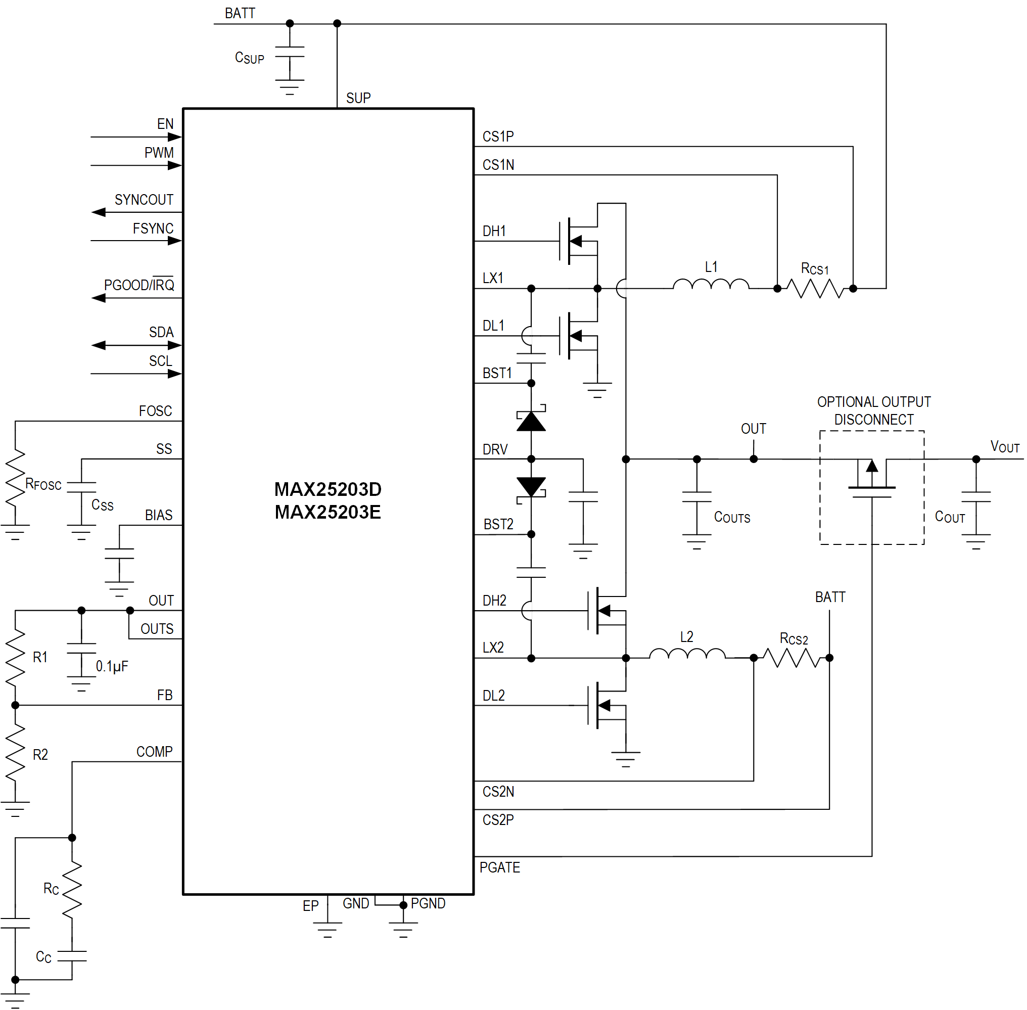 MAX25203D Simplified Application Diagram