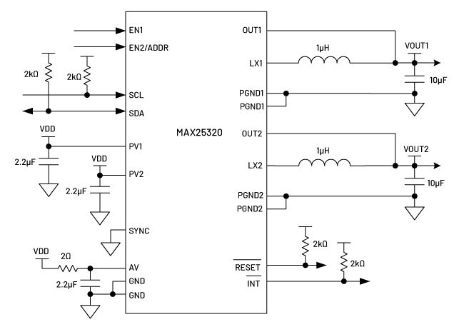 MAX25320 Simplified Block Diagram