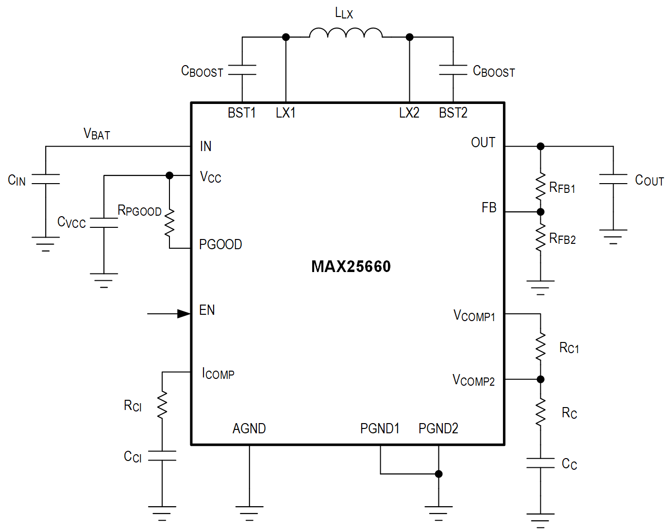 MAX25660 Simple Block Diagram