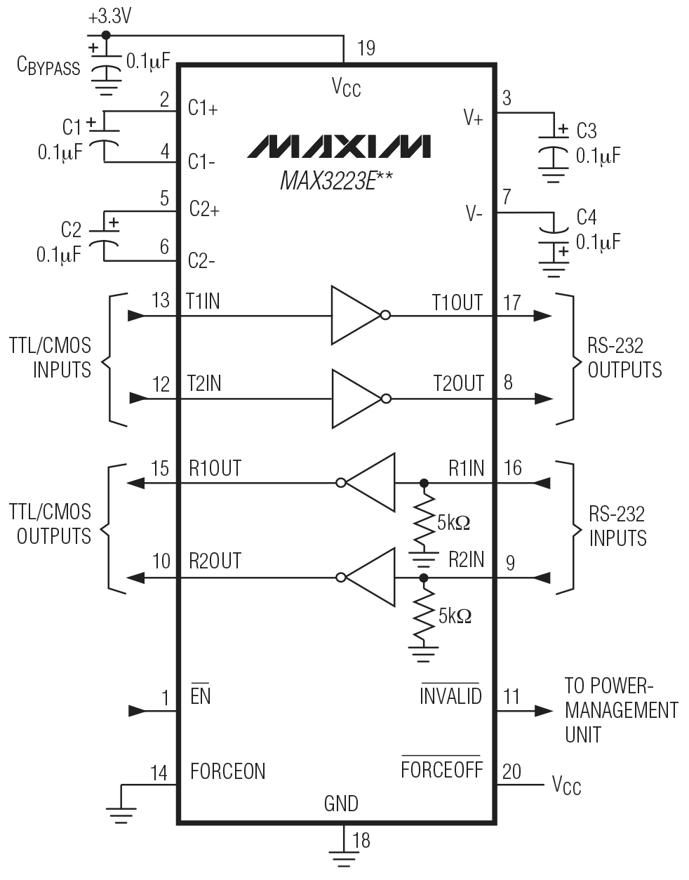 MAX3223E Circuit Diagram