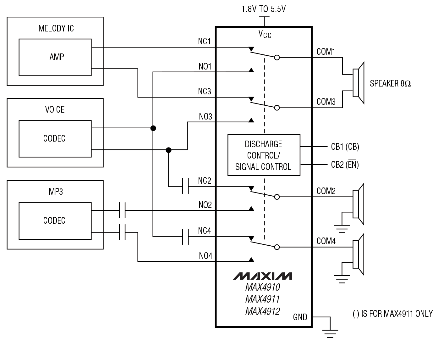 MAX4910/MAX4911/MAX4912 Application Circuit