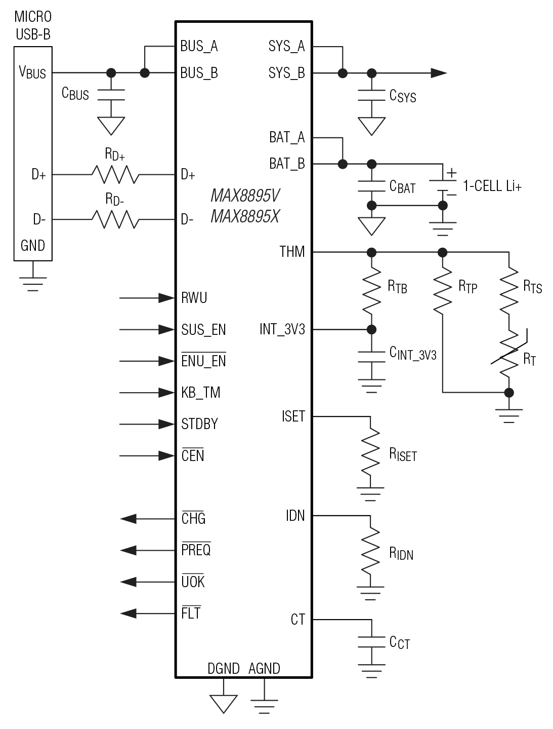 MAX8895V/MAX8895X Circuit Diagram