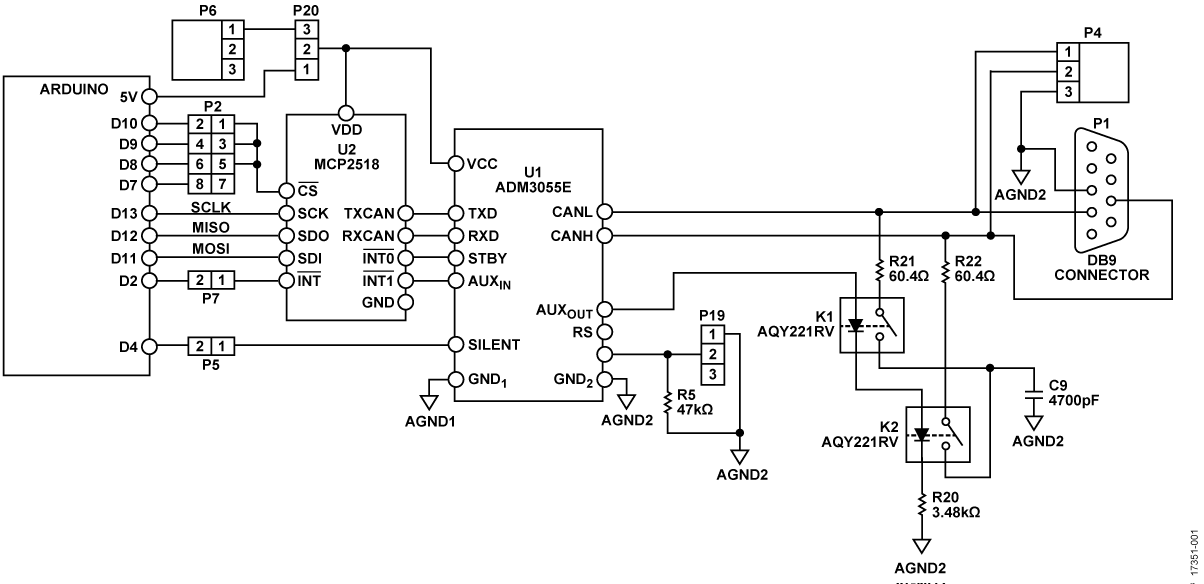 Simplified Schematic of EVAL-ADM3055E-ARDZ