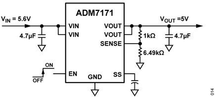 Figure 15. ADM7171 Configuration for a 3.8 V Output