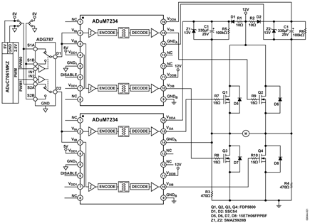 H-Bridge Using ADuM7234 Isolated Half-bridge Driver