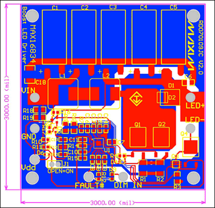 図3. LEDドライバ基板のレイアウト