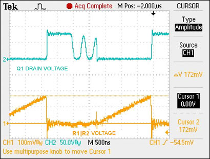 図6. ドレイン電圧と電流検出抵抗の電圧(50mΩ)