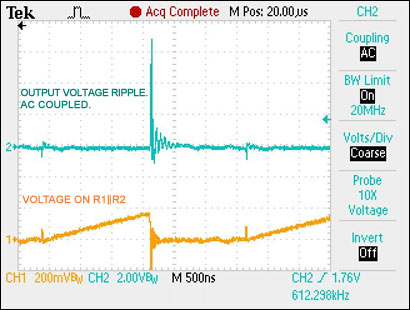 図8. 出力電圧(ACカップリング)と検出抵抗の電圧