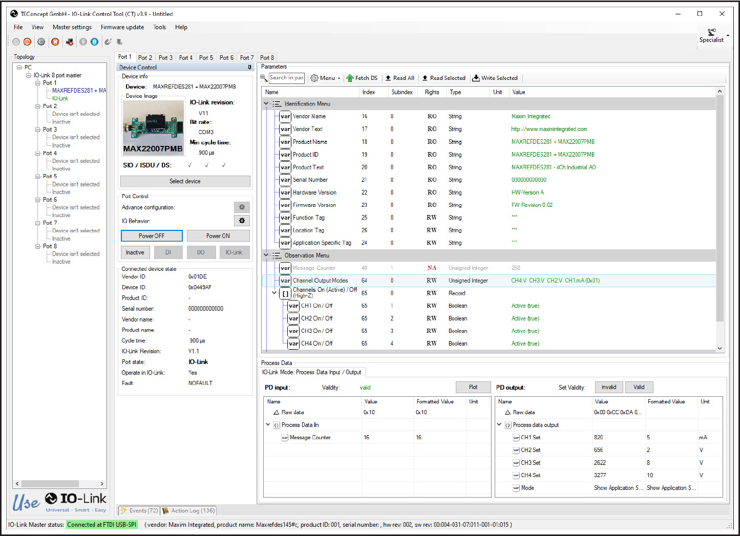 Figure 4. The TEconcept IO-Link control tool.