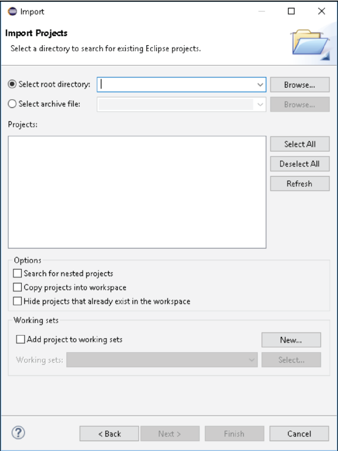 Figure 15. Import Projects Dialog Box.