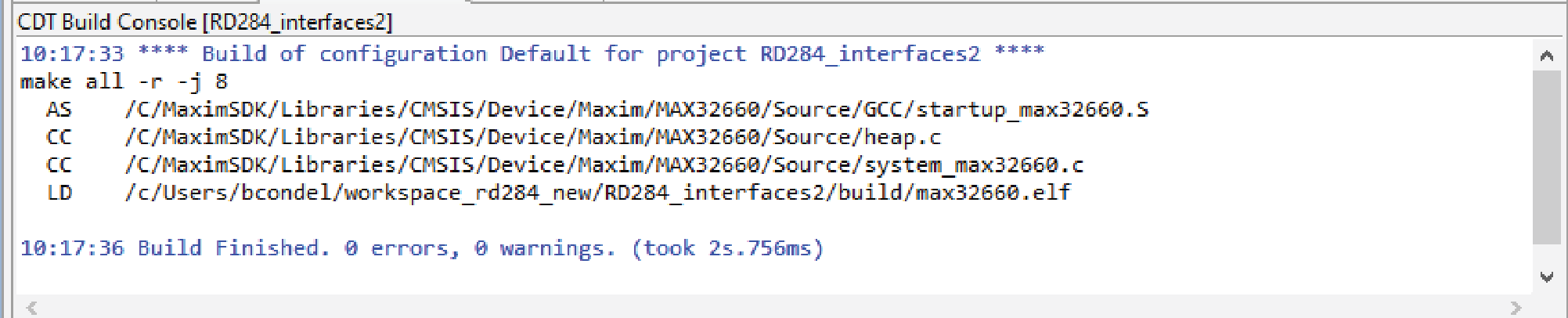 Figure 16. Eclipse Console Window.