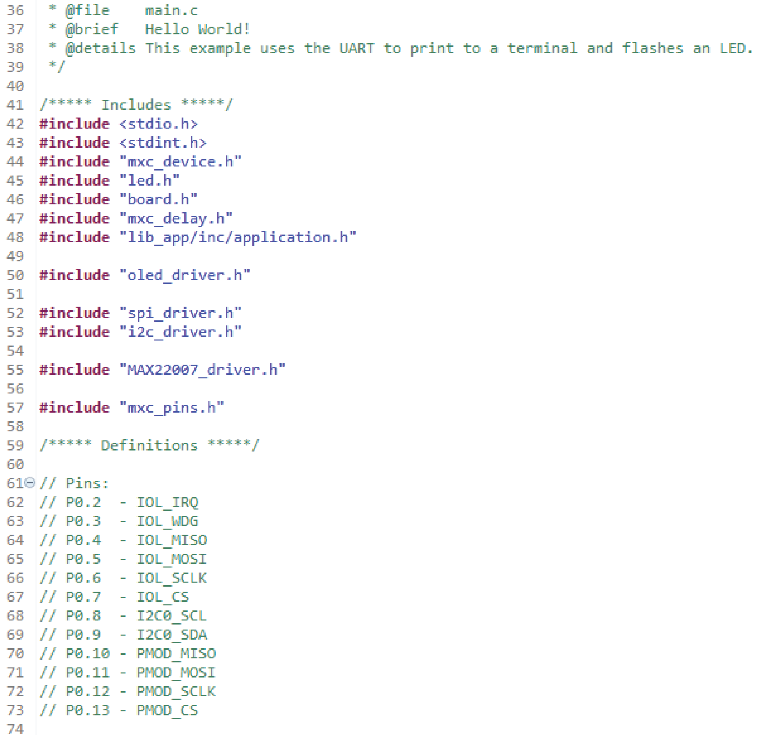 Figure 21. Header Files Within main.c.