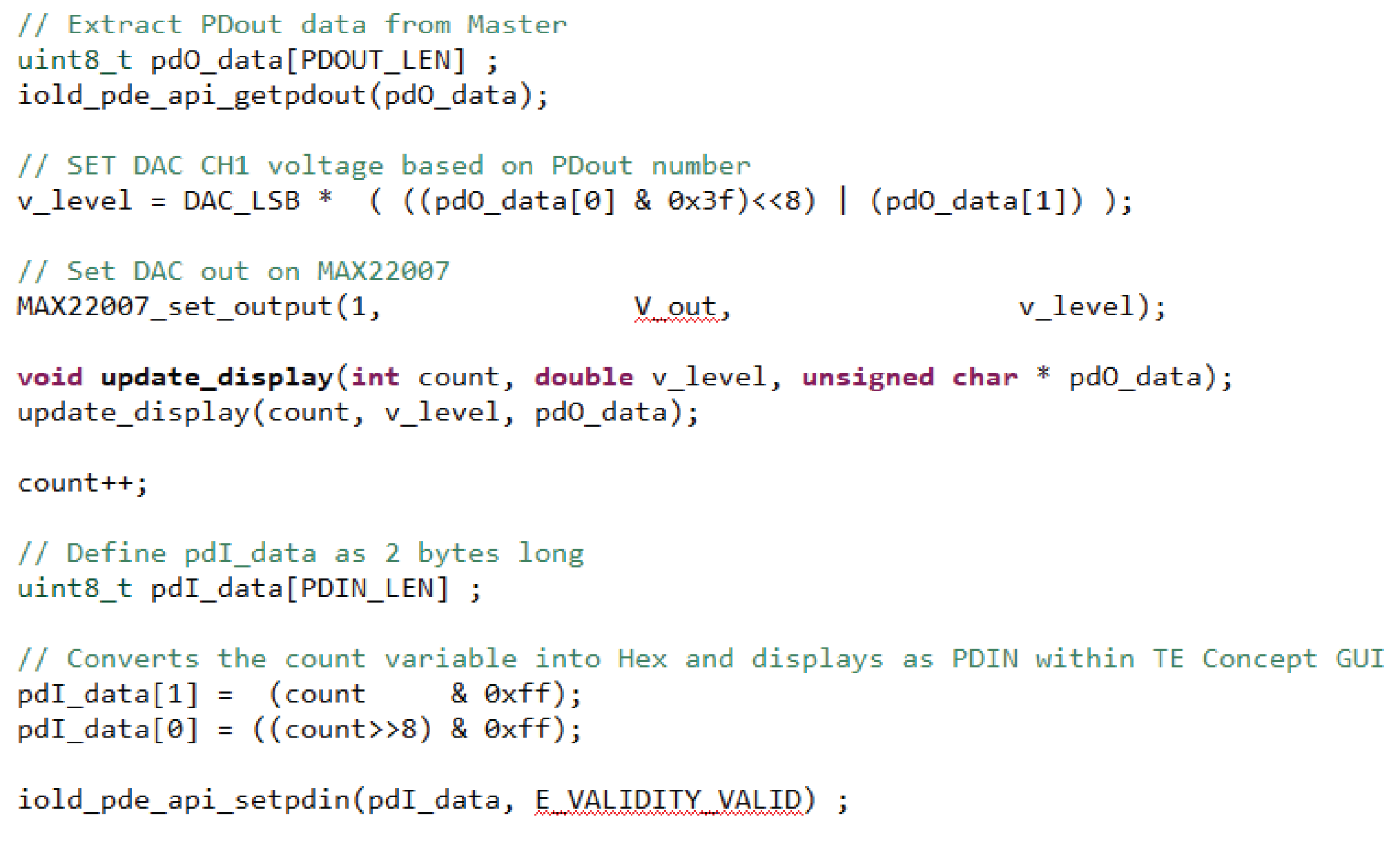 Figure 33. Code Used for DAC Output Controlled by PDOut.