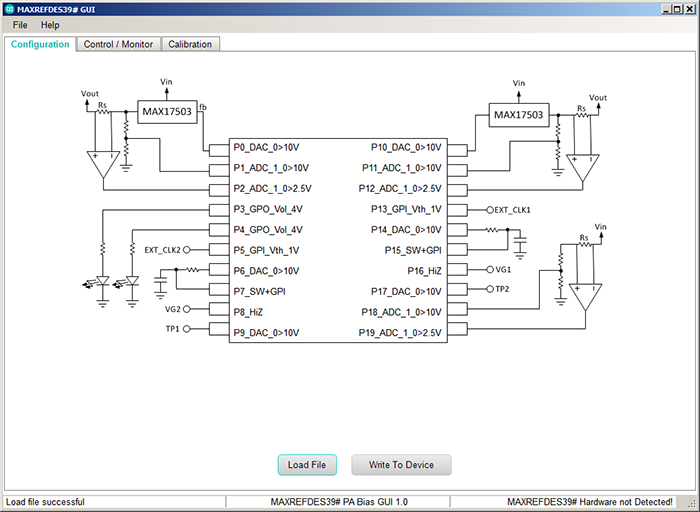 Figure 8. Screenshot of the MAXREFDES39# software - Configuration Tab.