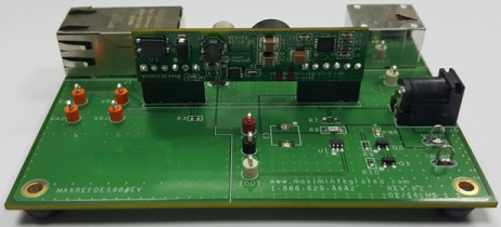 Figure 5. MAXREFDES98# connected to the MAXREFDES98EV