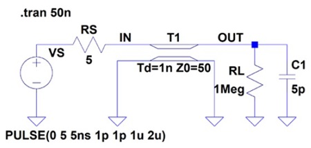図11.LTspiceを用いて多重反射をシミュレーションしてみる回路