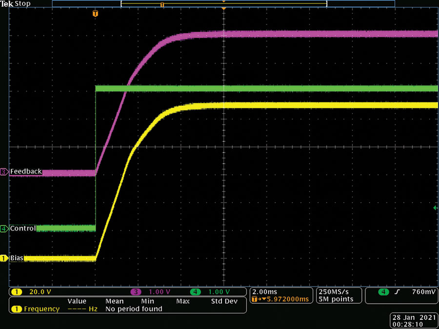 図10. 0Vから5Vのステップ信号（制御入力）に対する応答
