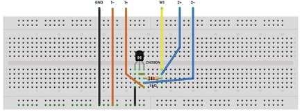 Figure 2. NPN diode breadboard circuit. VISIT