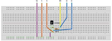 Figure 6. PNP emitter breadboard circuit.