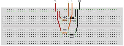 Figure 2. Differential temperature breadboard circuit.