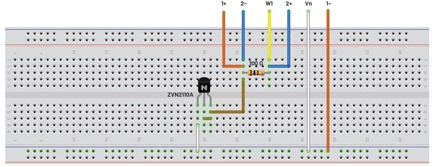 Figure 2. NMOS diode breadboard circuit.