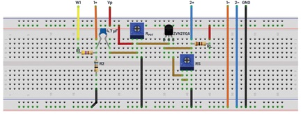 Figure 5. Source degeneration added to a breadboard connection.