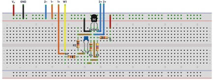 Figure 10. Self-biased configuration breadboard connection.