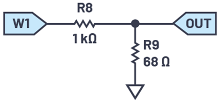 Figure 4. A signal attenuator with a 68 Ω source resistance.