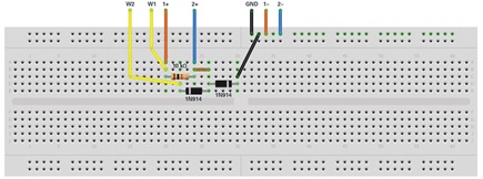 Figure 16. Diode clamp breadboard circuit.