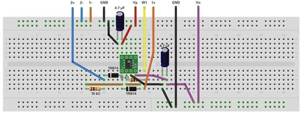 Figure 25. Precision half-wave rectifier breadboard circuit.