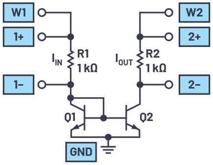 Figure 2. Alternate, simple current mirror test circuit.