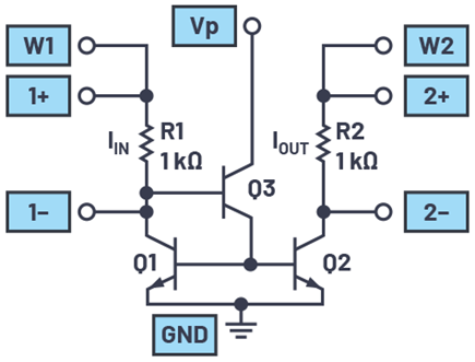 Figure 7. Current mirror with base current compensation.