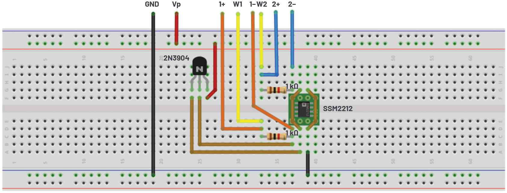 図8. 図7の回路を実装したブレッドボード