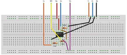 Figure 15. Noninverting amplifier breadboard circuit.